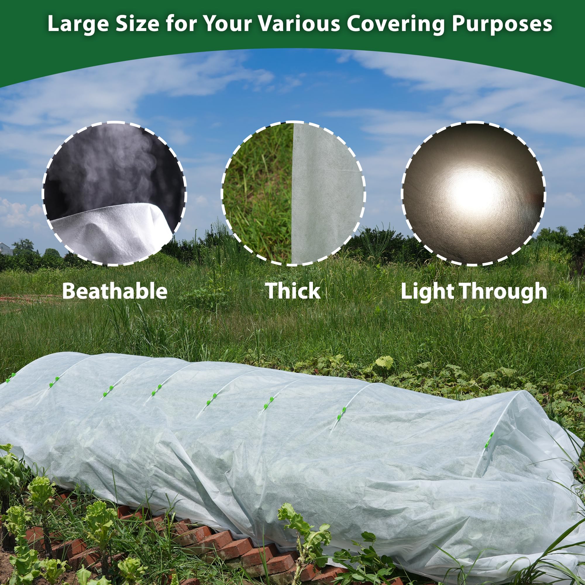 Hyxanons durable frost cover fabric detail highlights sturdy, reusable protection.