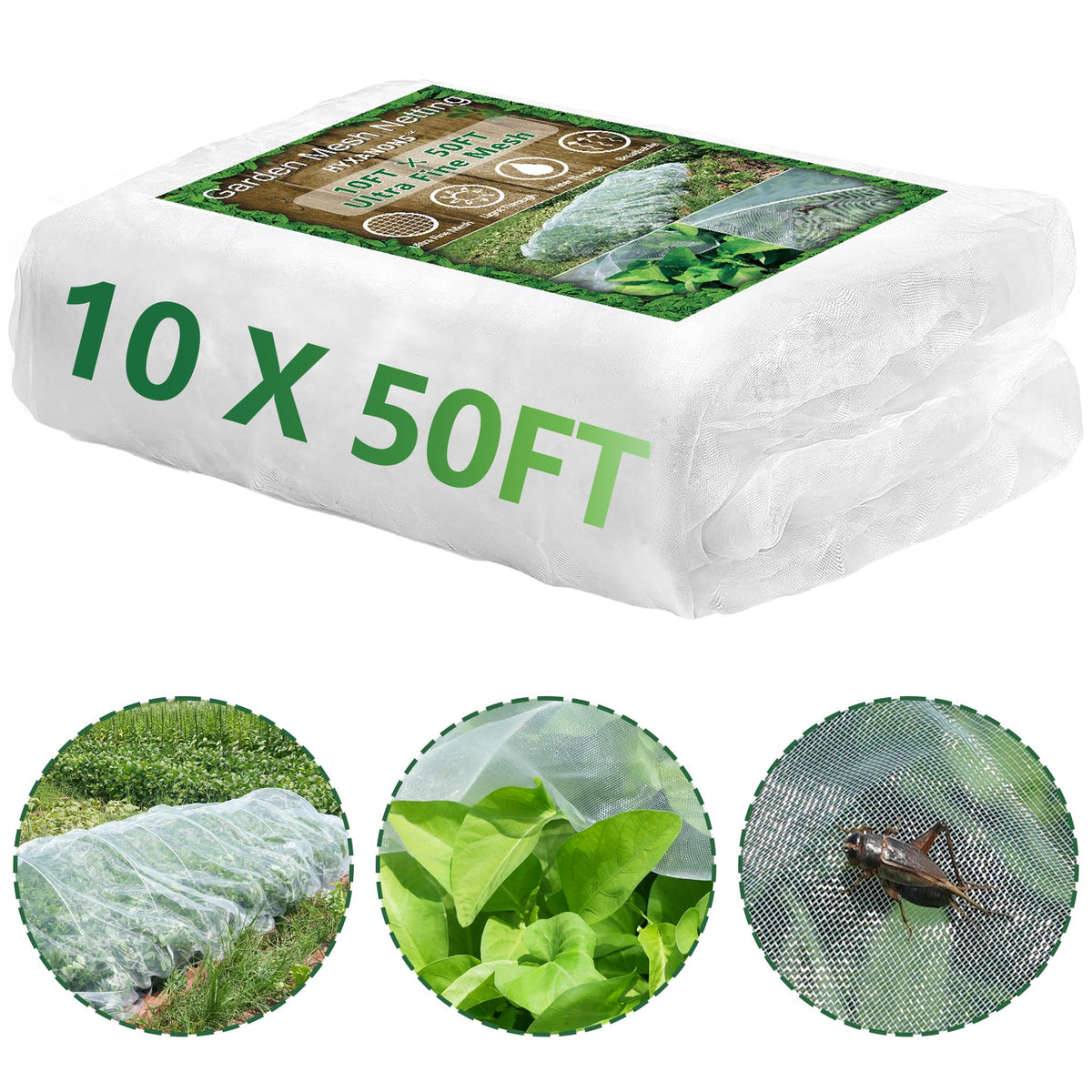 Hyxanons ultra-fine garden netting close-up showing fine mesh and durable material protects plants.