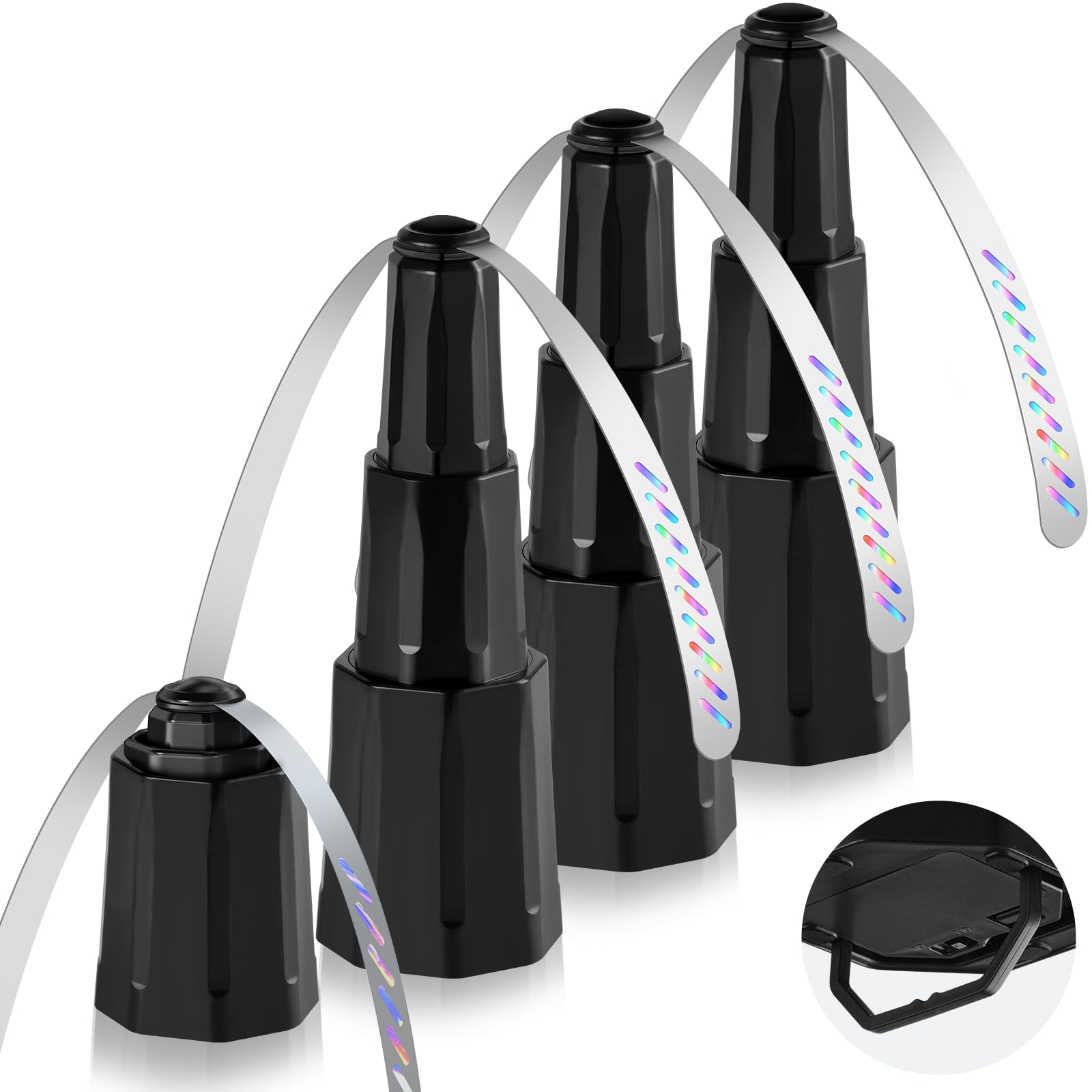 Hyxjzh Fly Fan with holographic blades deters flies during outdoor meals.