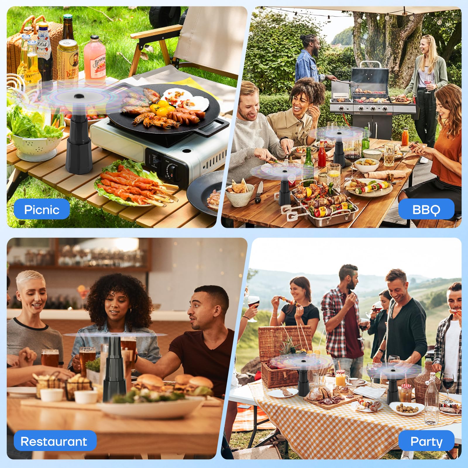 Hyxjzh Outdoor dining fly fan quietly protects drinks and food.