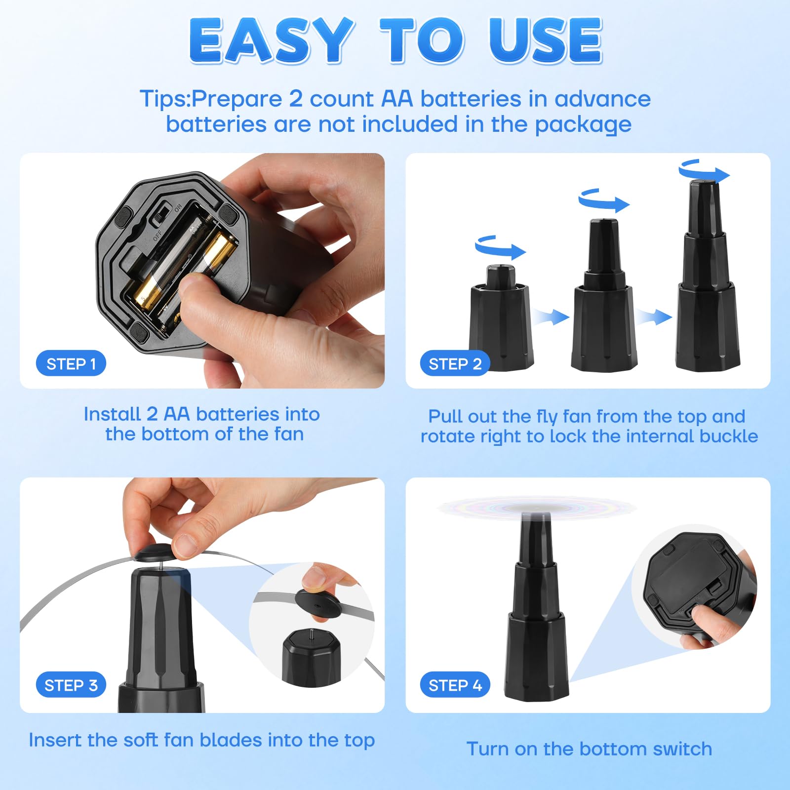 Hyxjzh Portable travel fly fan fits easily in bags for on the go protection.
