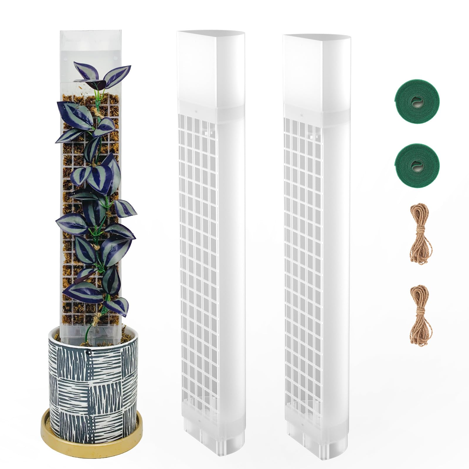 HYYZ moss pole assembly provides expandable D-shaped support for climbing monstera plants.