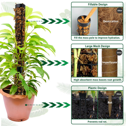 HYYZ plastic mesh design moss pole provides durable plant support.