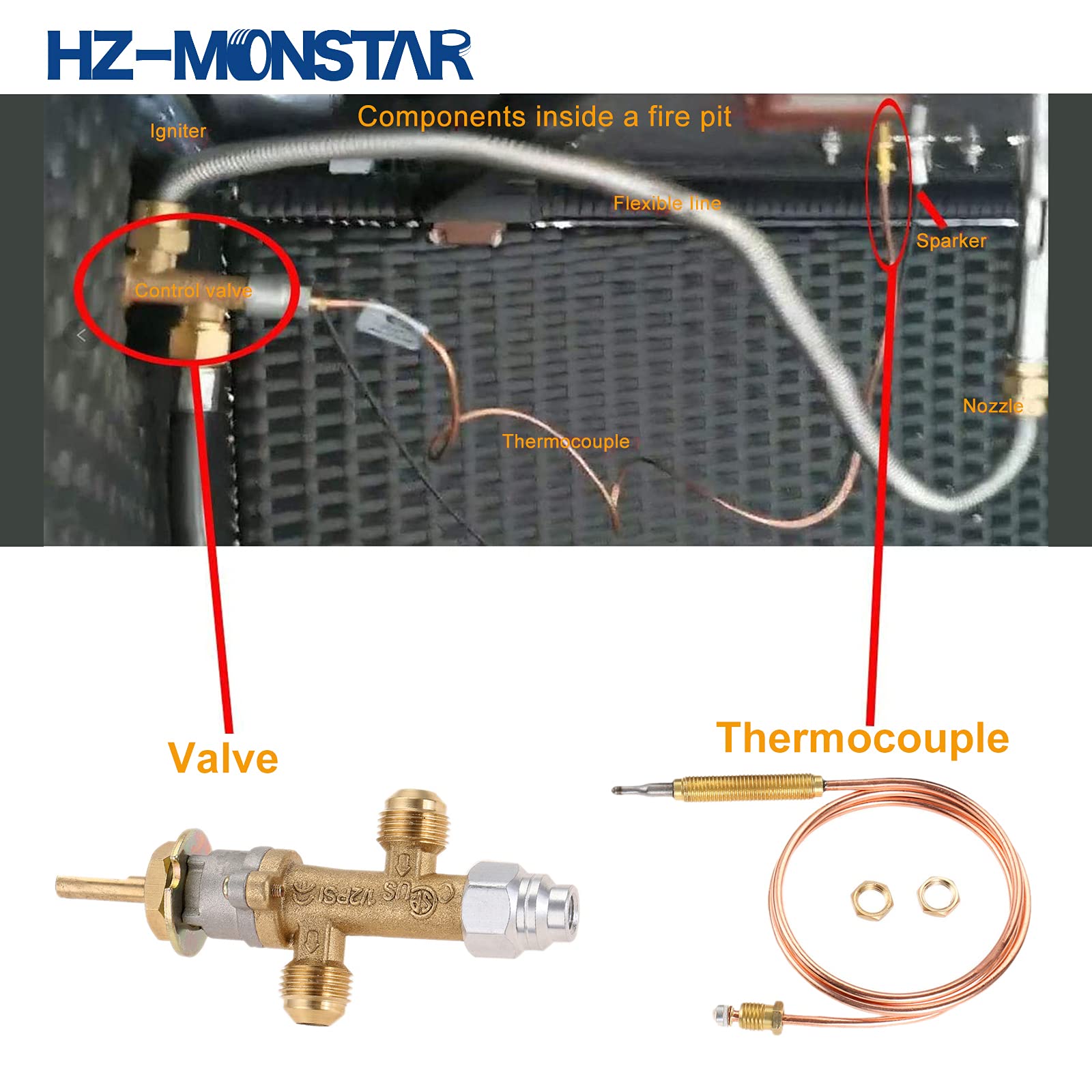 HZ-MONSTAR 600 mm thermocoupler for reliable ignition
