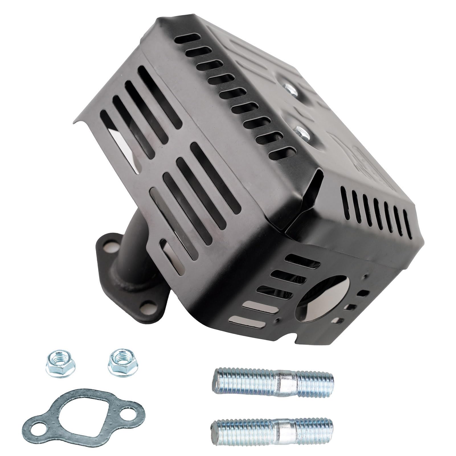 HZ muffler kit assembly with mounting studs and gasket for Honda GX engines.
