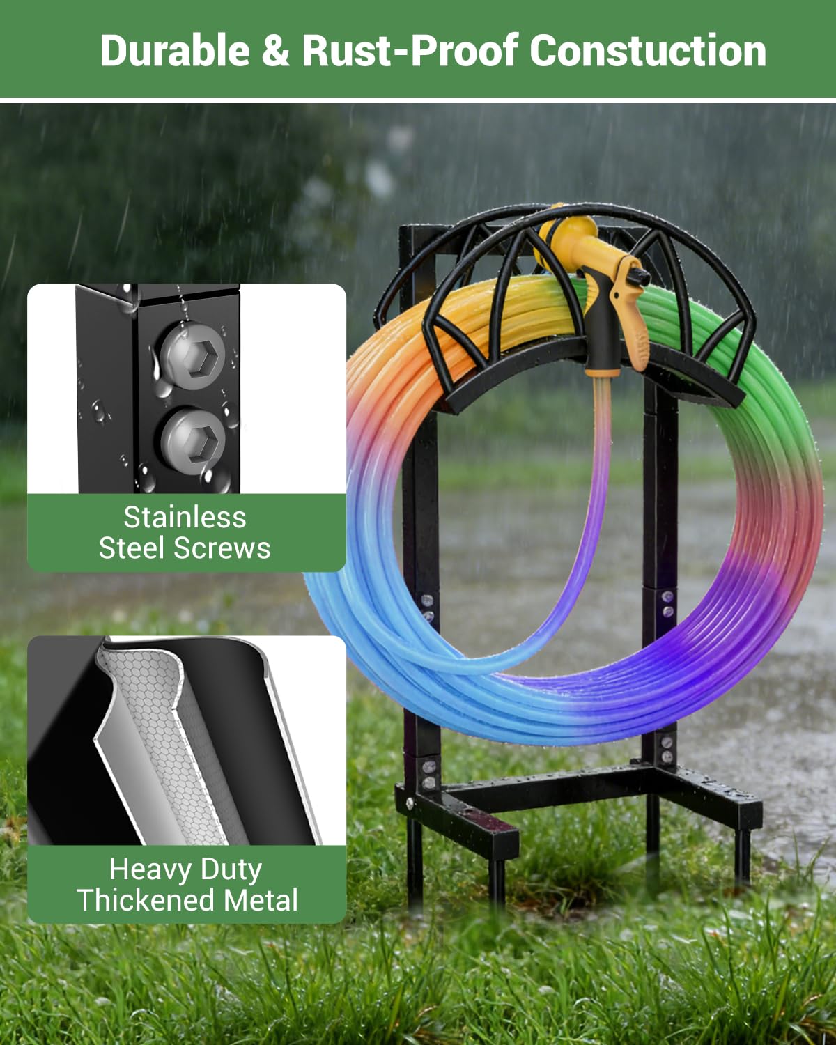 HZE hose stand demonstrates easy assembly and removable design