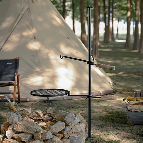 HZGAMER Swivel campfire grill rotation bars enable balanced cooking over open flame