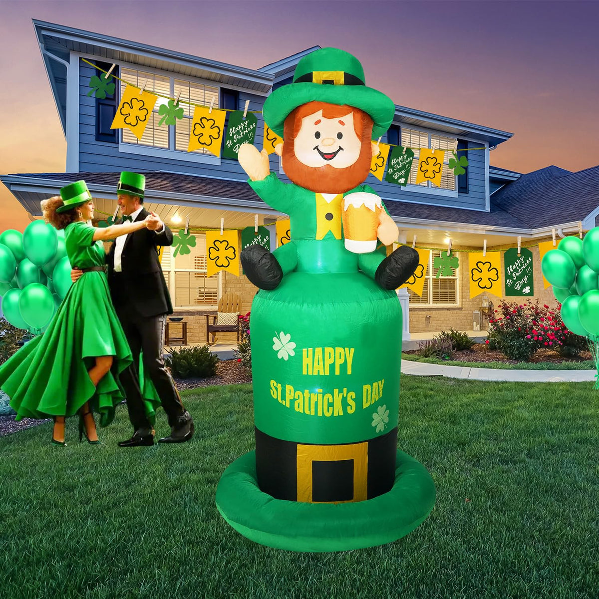 HZGDEJTG 6ft old man on hat inflatable decor for outdoor visibility and festive charm