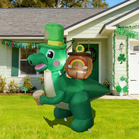 HZGDEJTG dinosaur st-patricks-day inflatable with LED lights brightens outdoor decor.