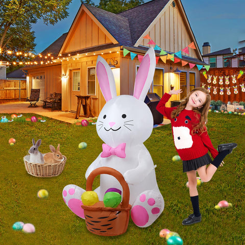 HZGDEJTG Easter bunny on lawn with eggs, ideal festive display