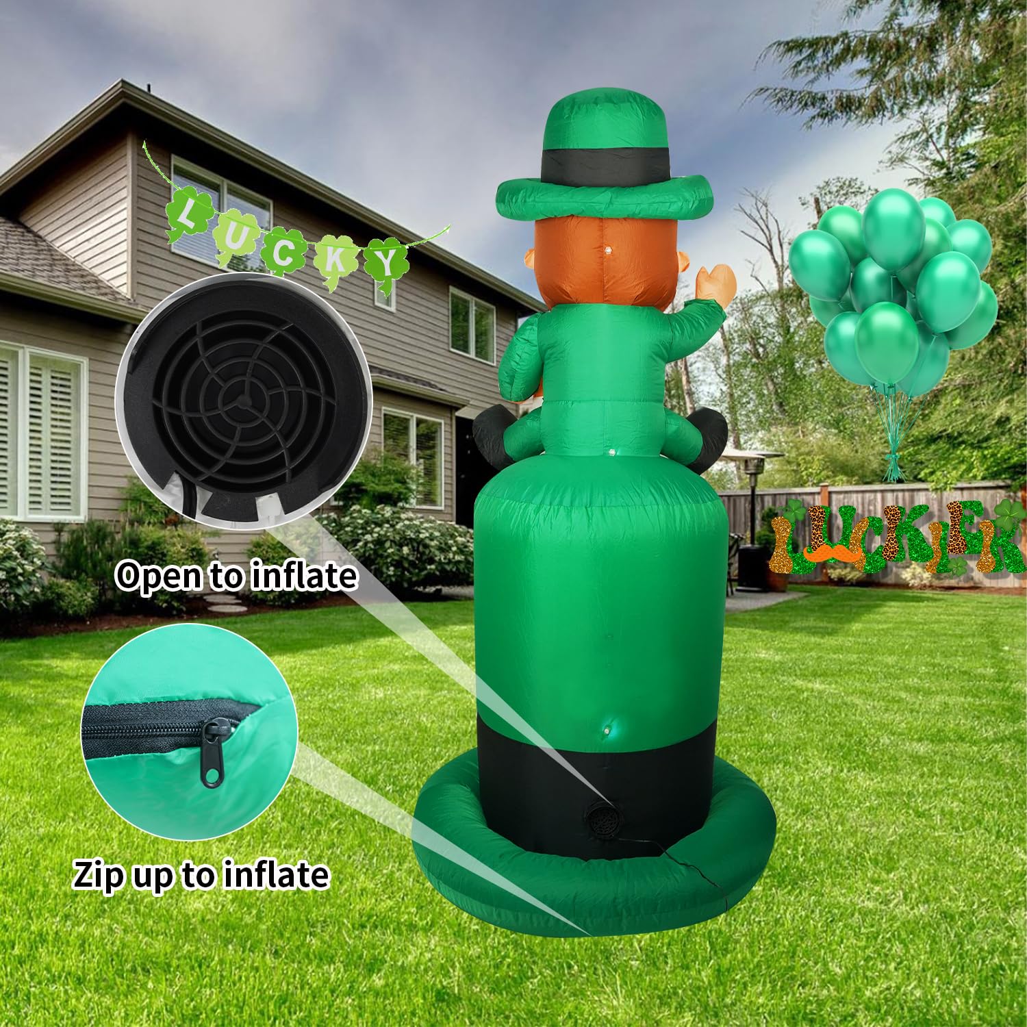 HZGDEJTG includes ground stakes and ropes to secure the decoration