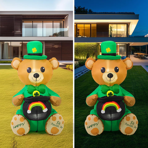 HZGDEJTG St. Patrick's Day lawn decoration featuring bear and honey vat