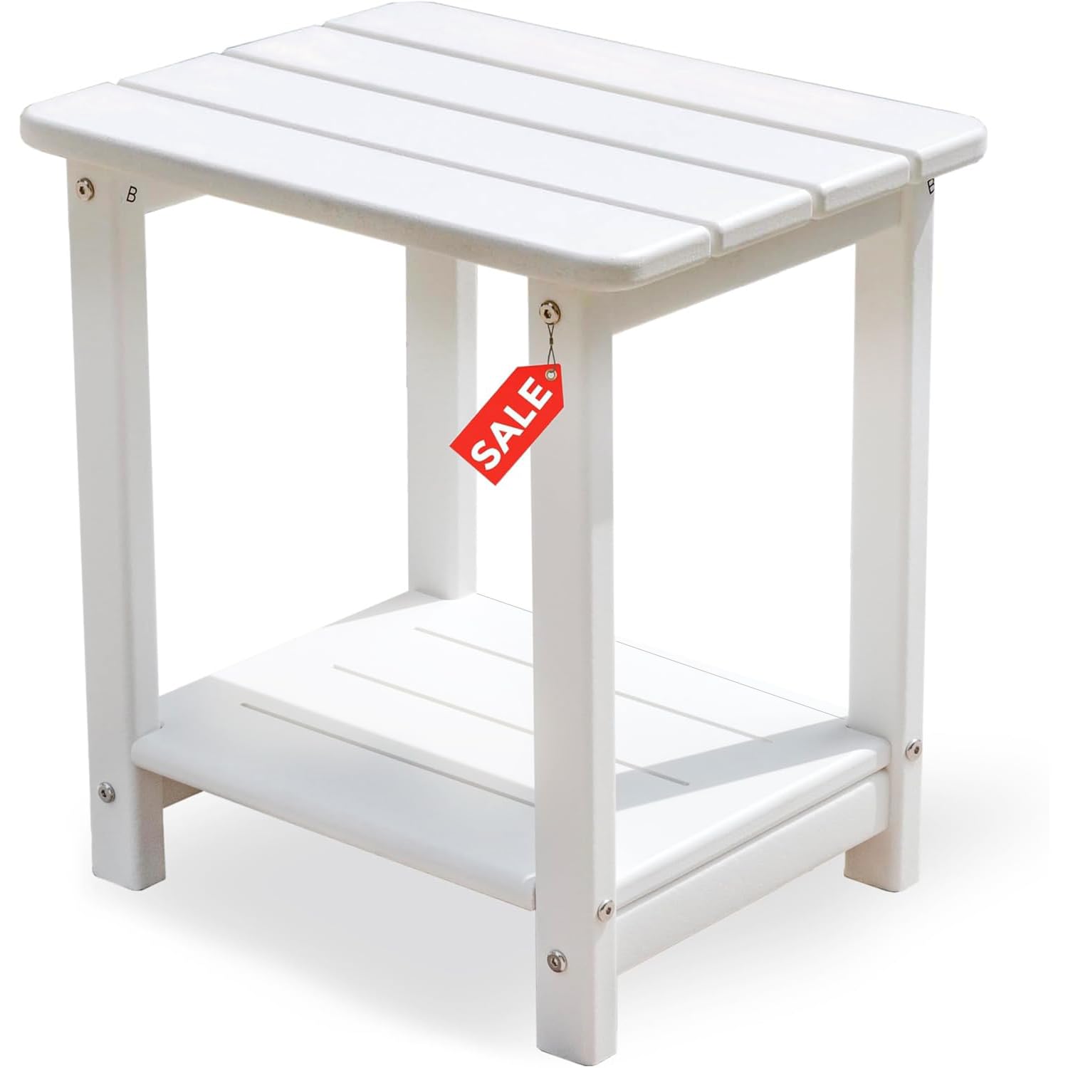 HZLBZYON Adirondack side table 2-tier beside chair, durable and weatherproof.