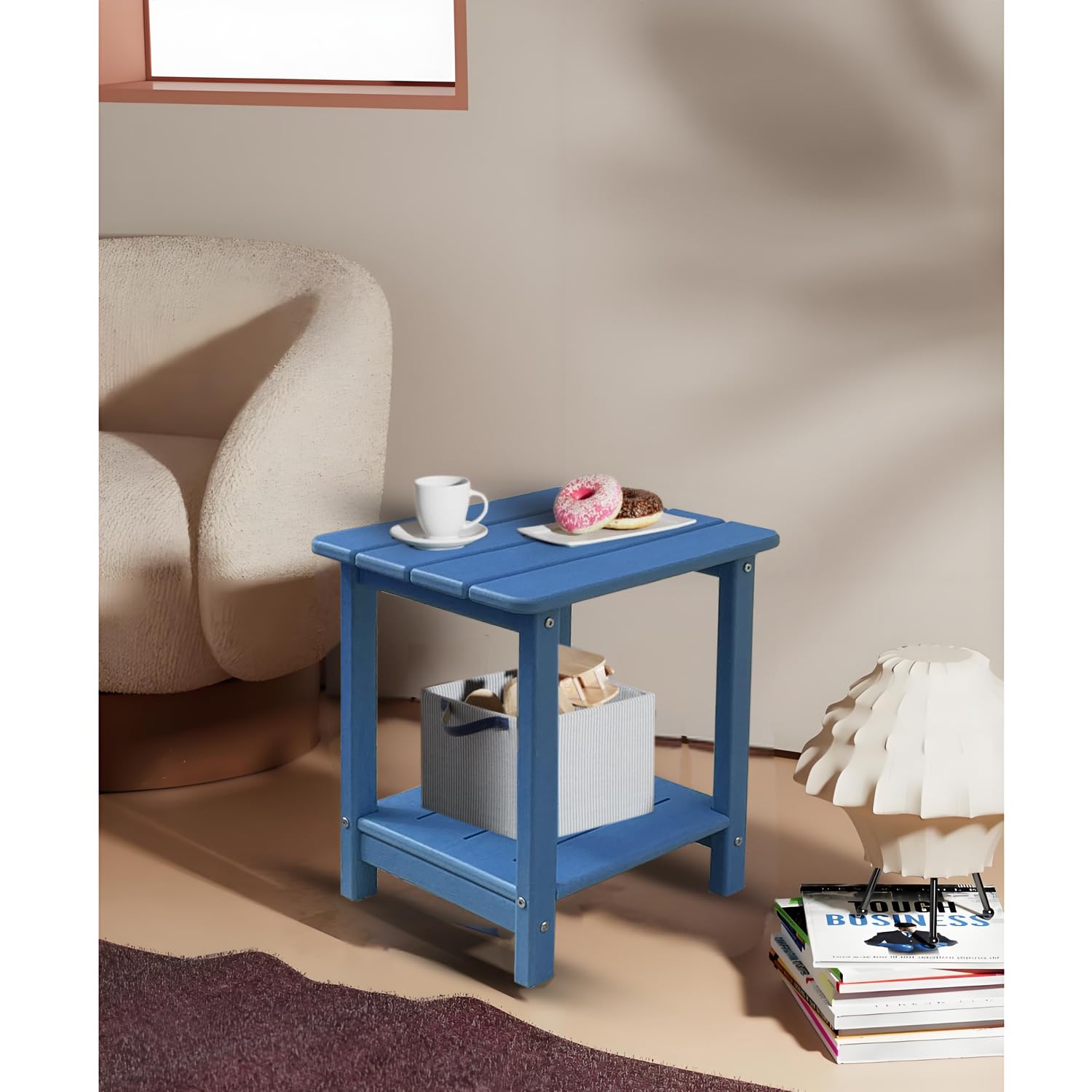 HZLBZYON Compact design fits small patios with convenient storage potential.
