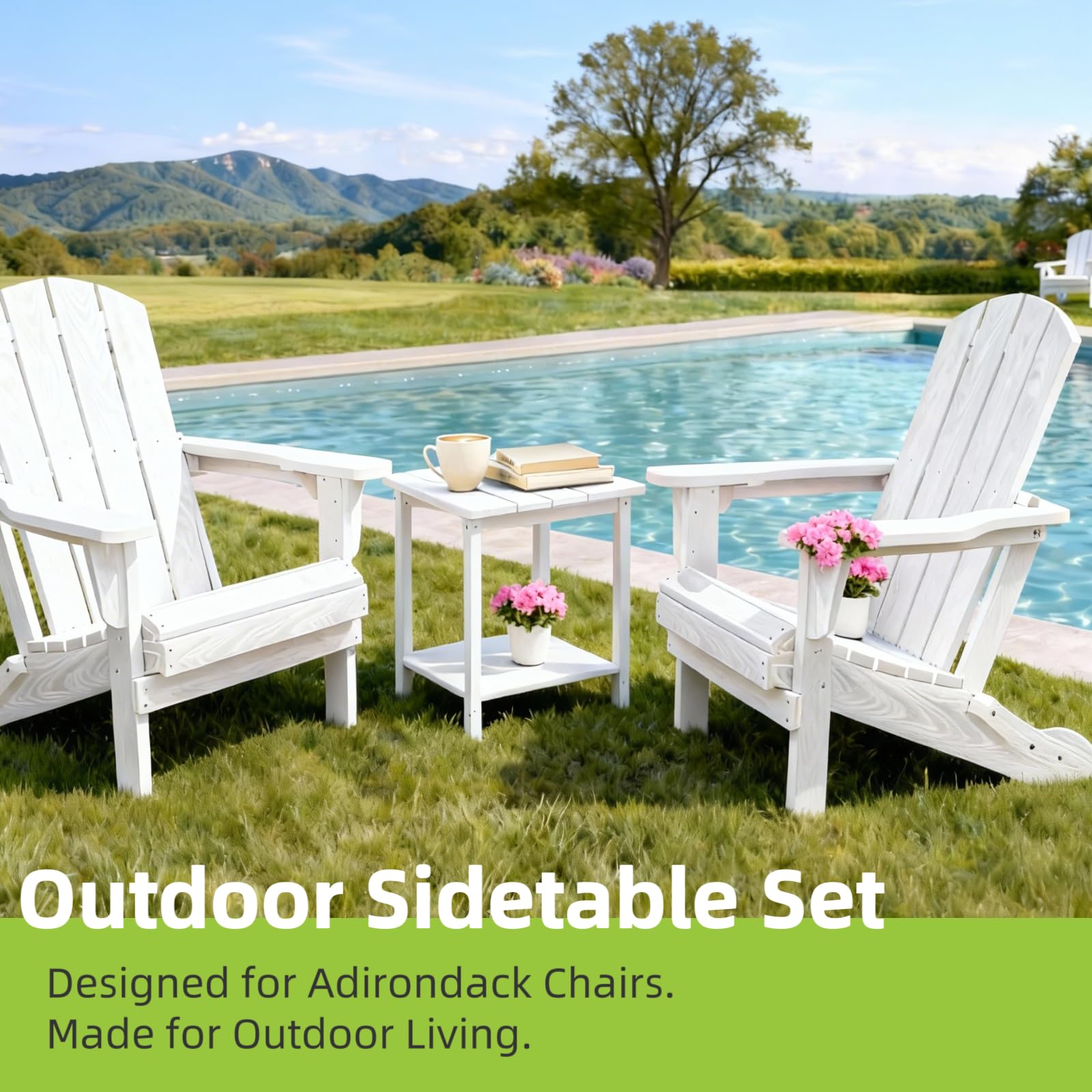 HZLBZYON poolside-ready table for drinks and decor.