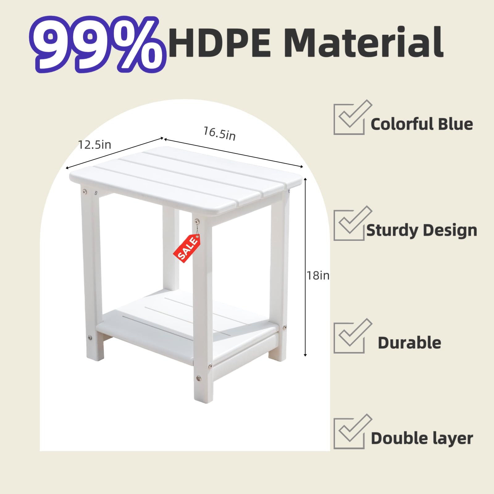 HZLBZYON square patio table fits drinks and books comfortably.