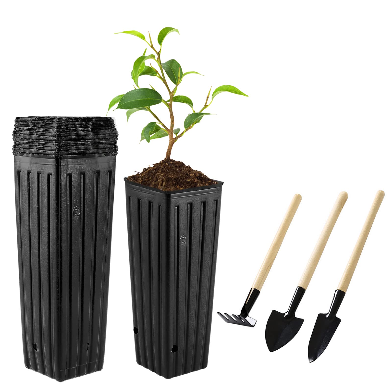 Hzloyat deep nursery pot with 9.8-inch height for robust root growth.