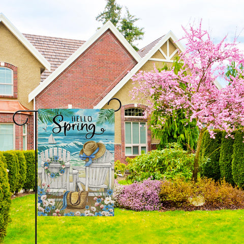 Hzppyz Burlap outdoor yard flag offers durable, weather-resistant decoration.