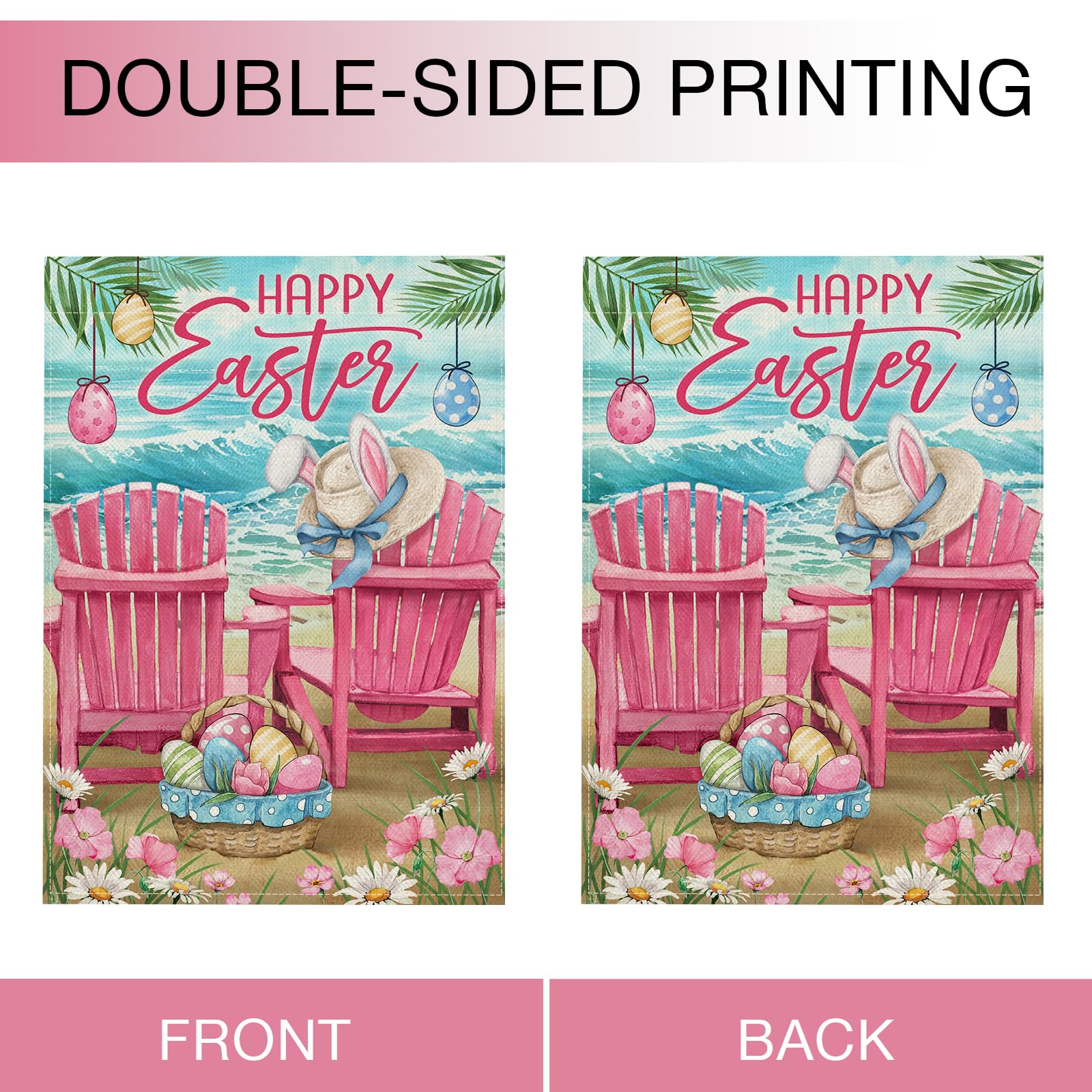 Hzppyz Easter eggs coastal motif flag enhances patio with seasonal color.