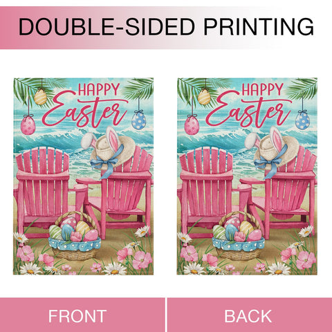 Hzppyz Easter eggs coastal motif flag enhances patio with seasonal color.