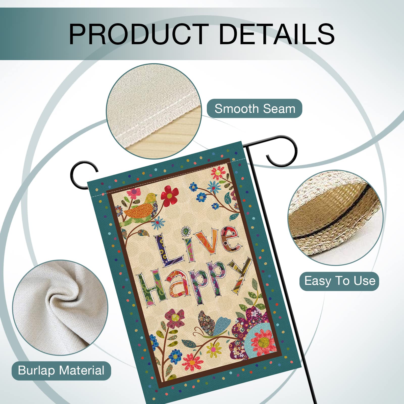 Hzppyz flag burlap texture emphasizes durable, weather-ready fabric.
