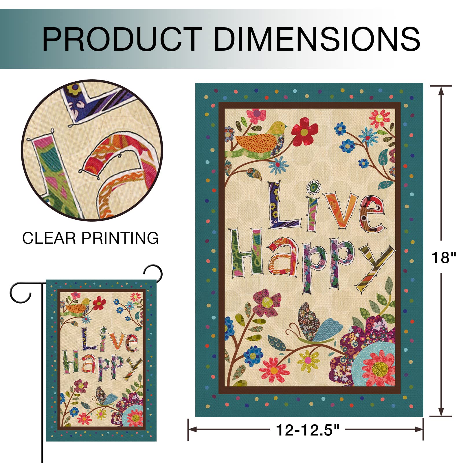  Hzppyz Live Happy flag side view shows double‑sided readability from both sides.
