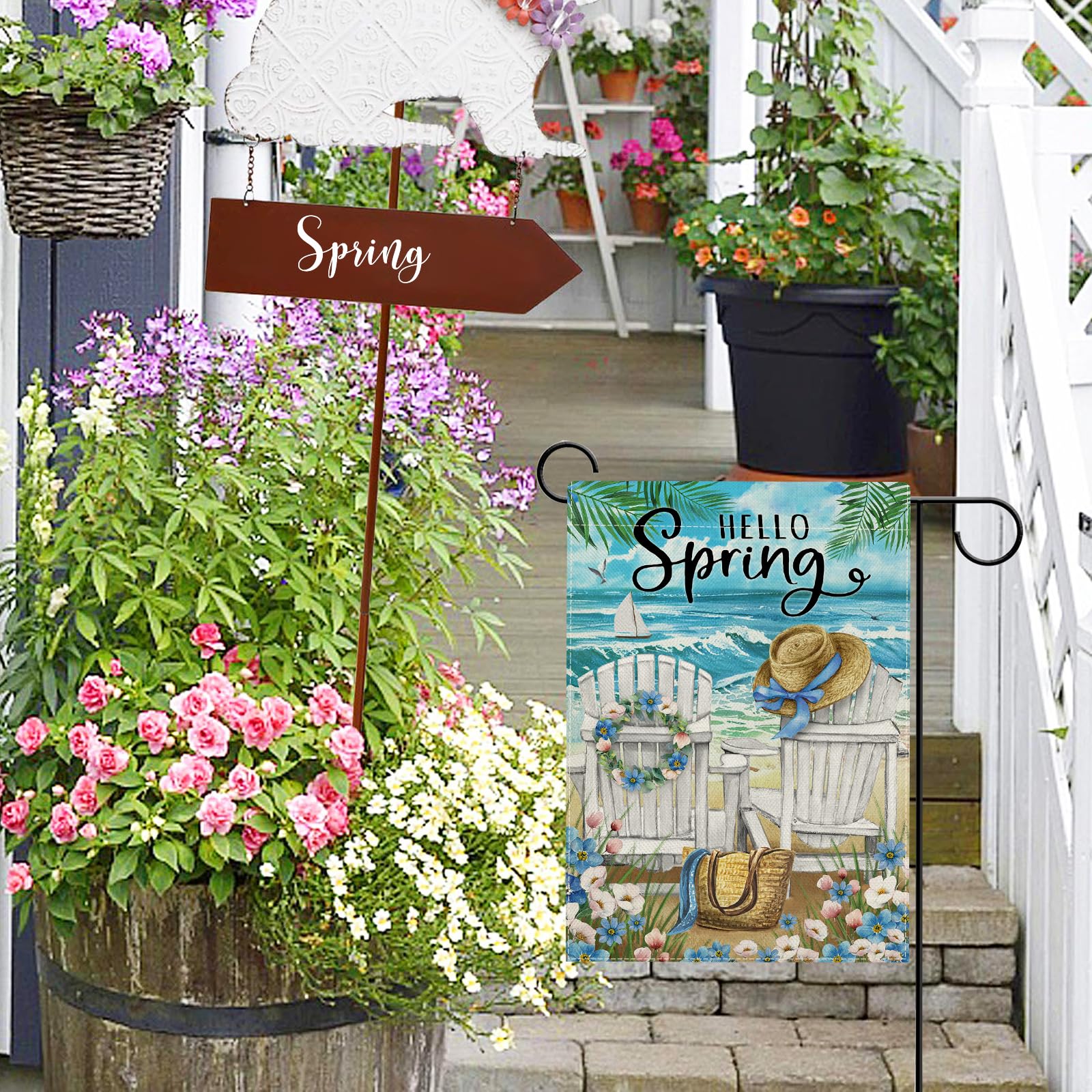 Hzppyz Nautical sailboat decor flag complements docks, balconies, and fences.