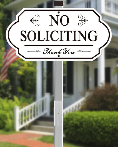 i-CowFun no soliciting sign front view with bold black text for high visibility.