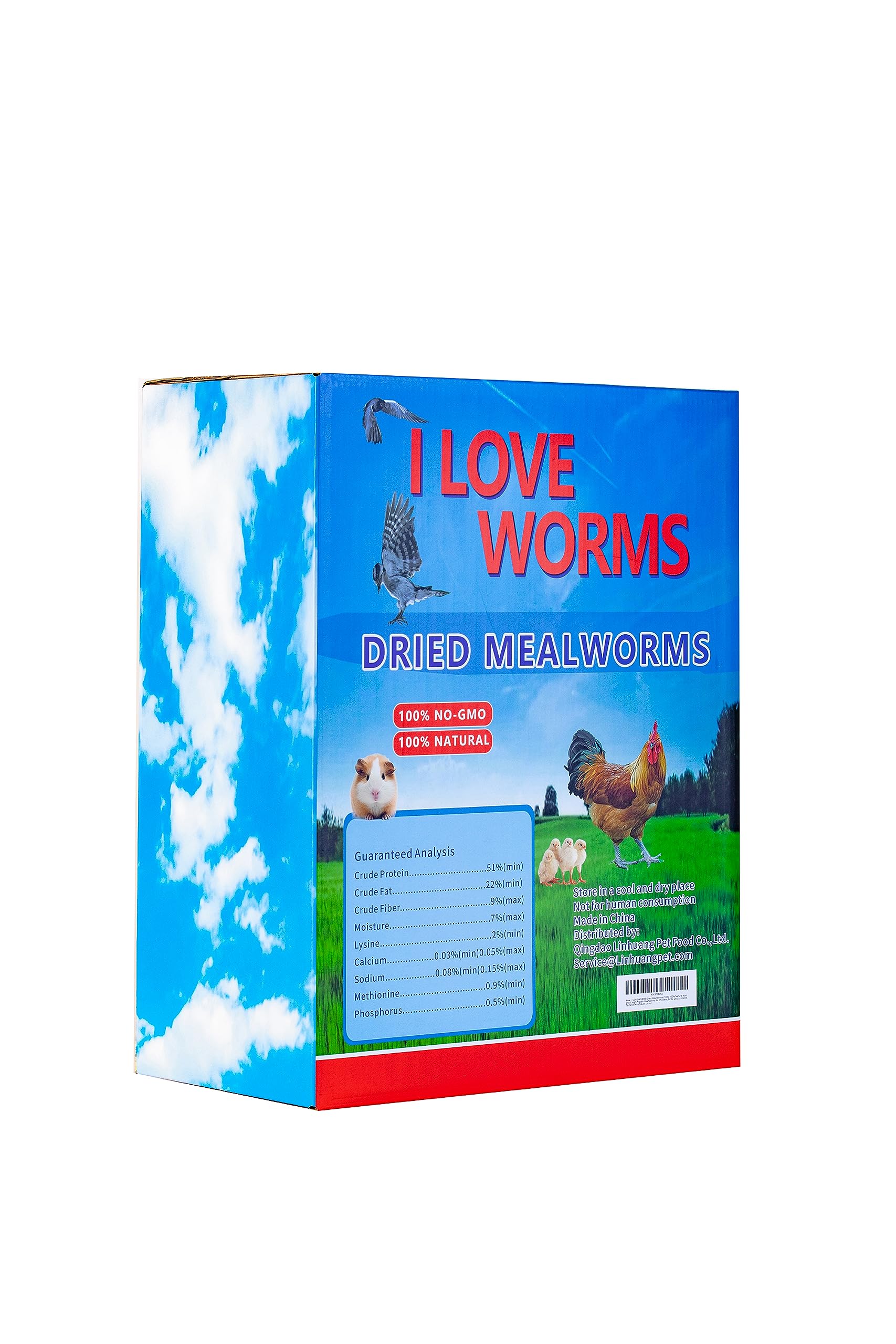 I LOVE WORMS protein content 51 percent highlights a nutritious supplement for eggs and growth.