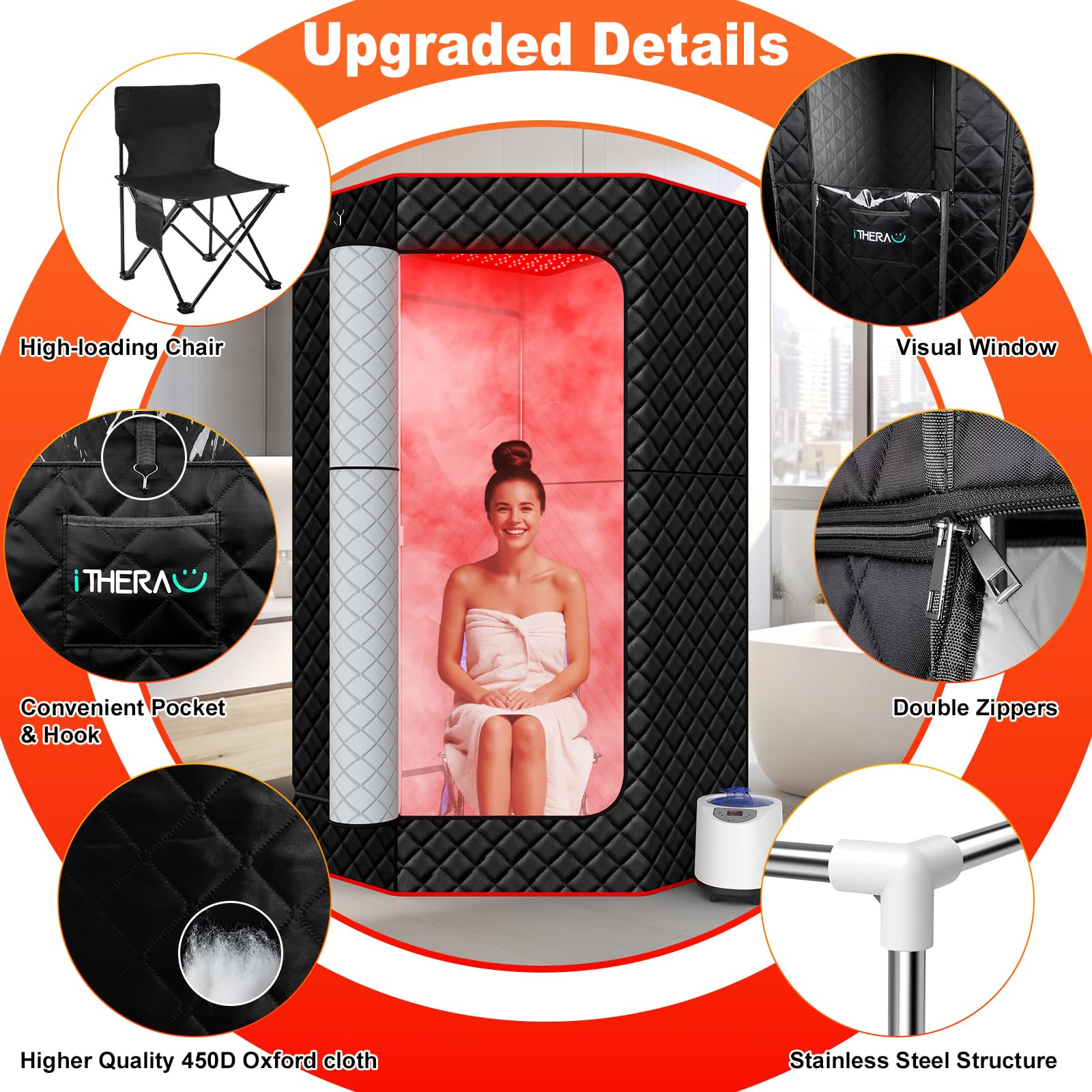 I-THERA-U XL foldable tent and chair enable easy setup and storage.