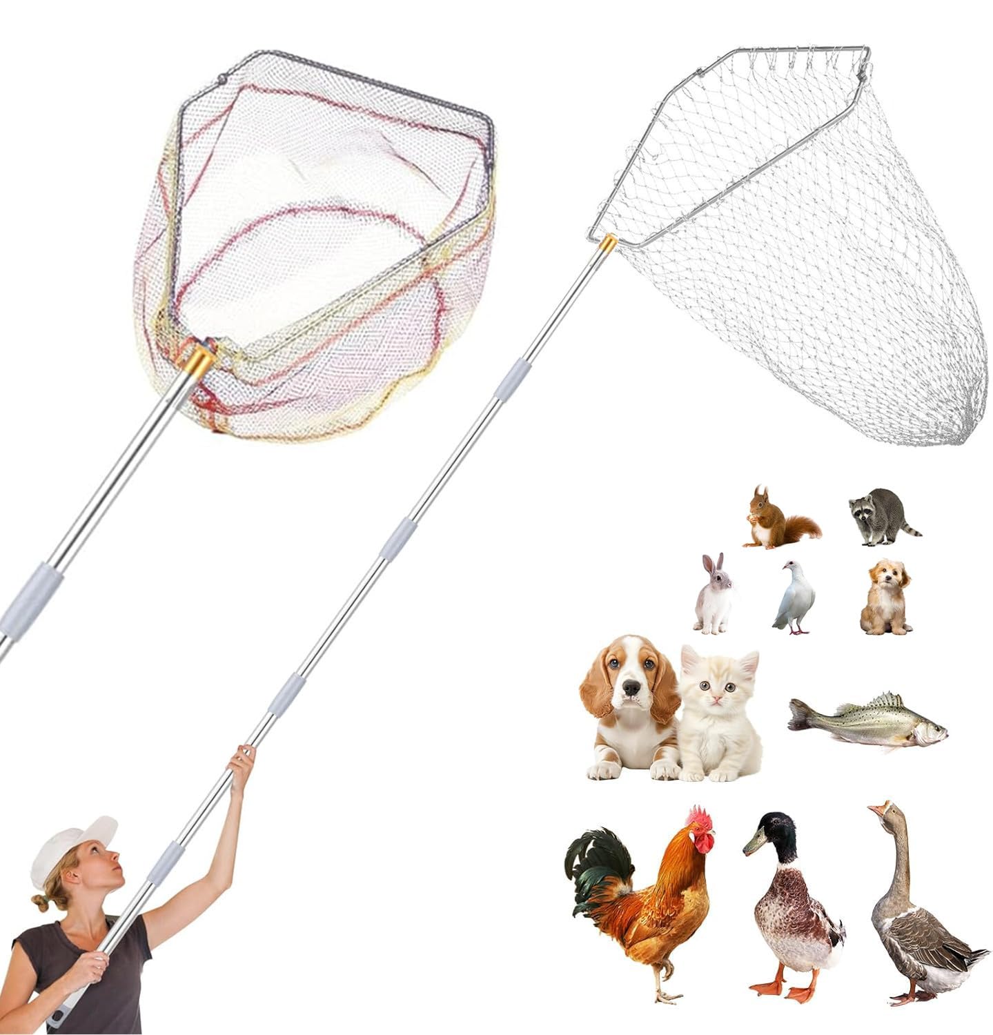 IAOVAW chicken-catching net set with deep bag net for safe poultry handling