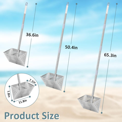 IAOVAW Sand Flea Rake shows 13-inch sifter for fast treasure separation