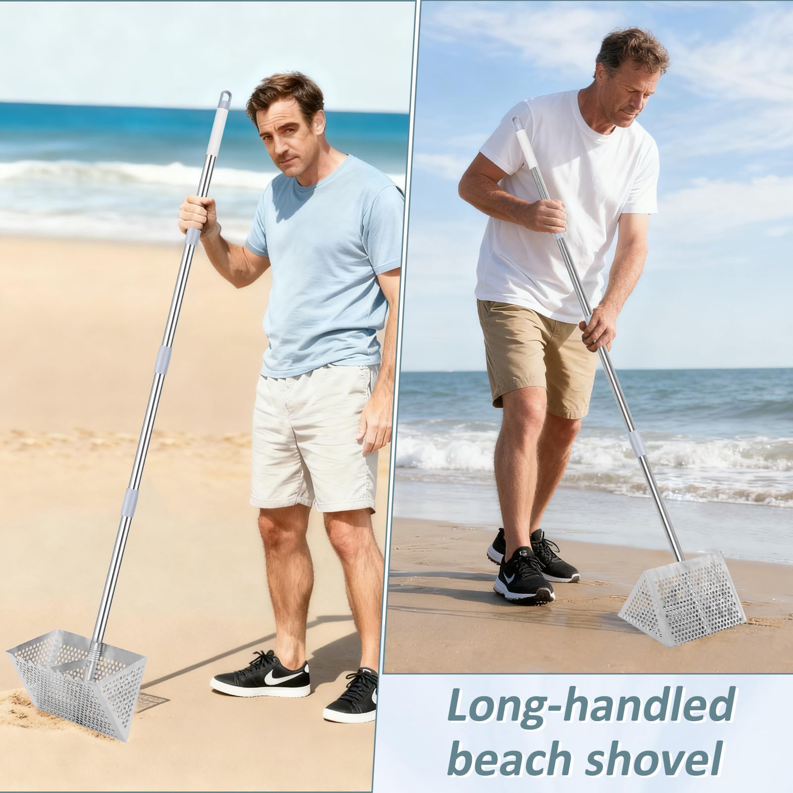 IAOVAW Sand Flea Rake displays 7-inch opening for efficient screening