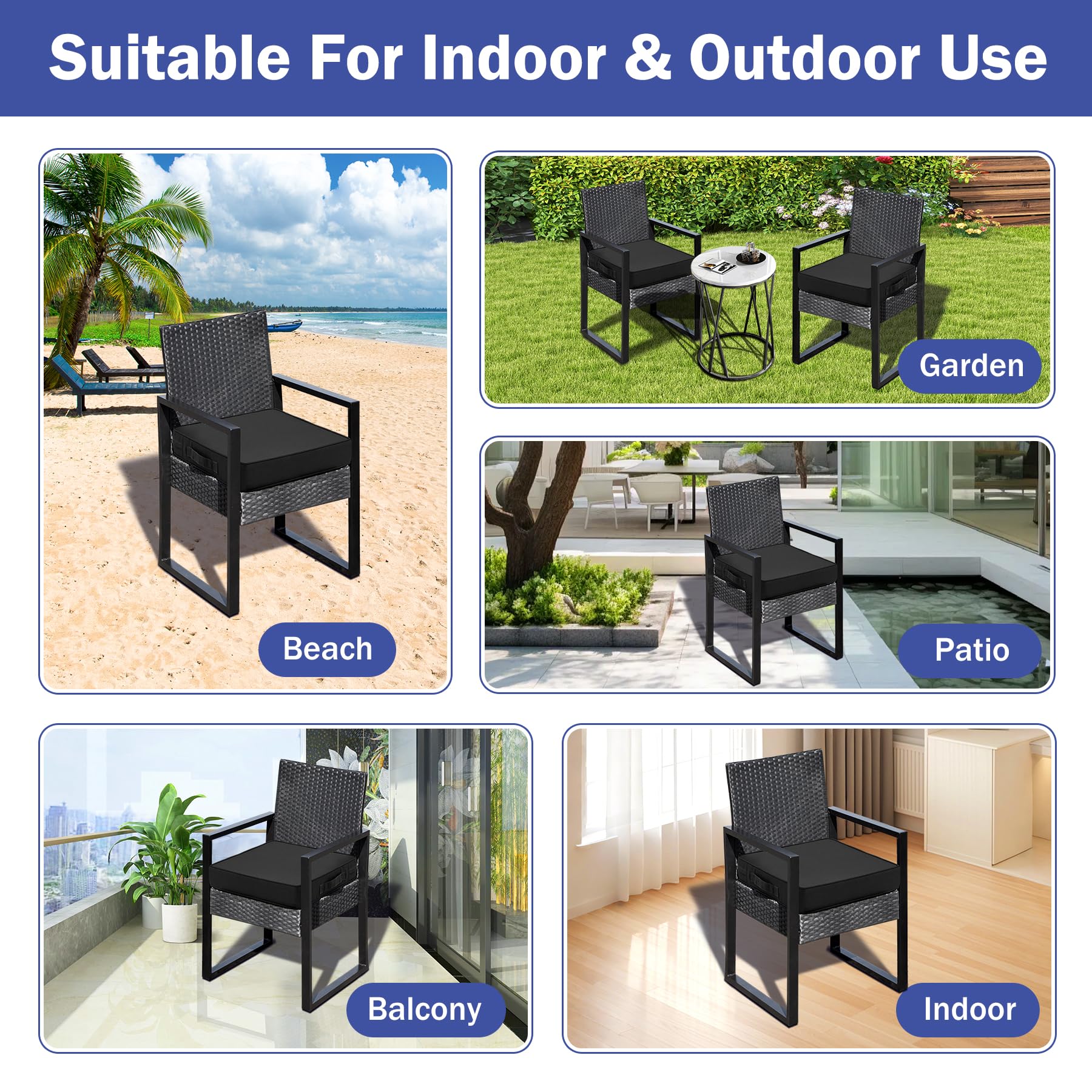 IASEAHK 19x19x3 inch cushions fit standard outdoor chairs
