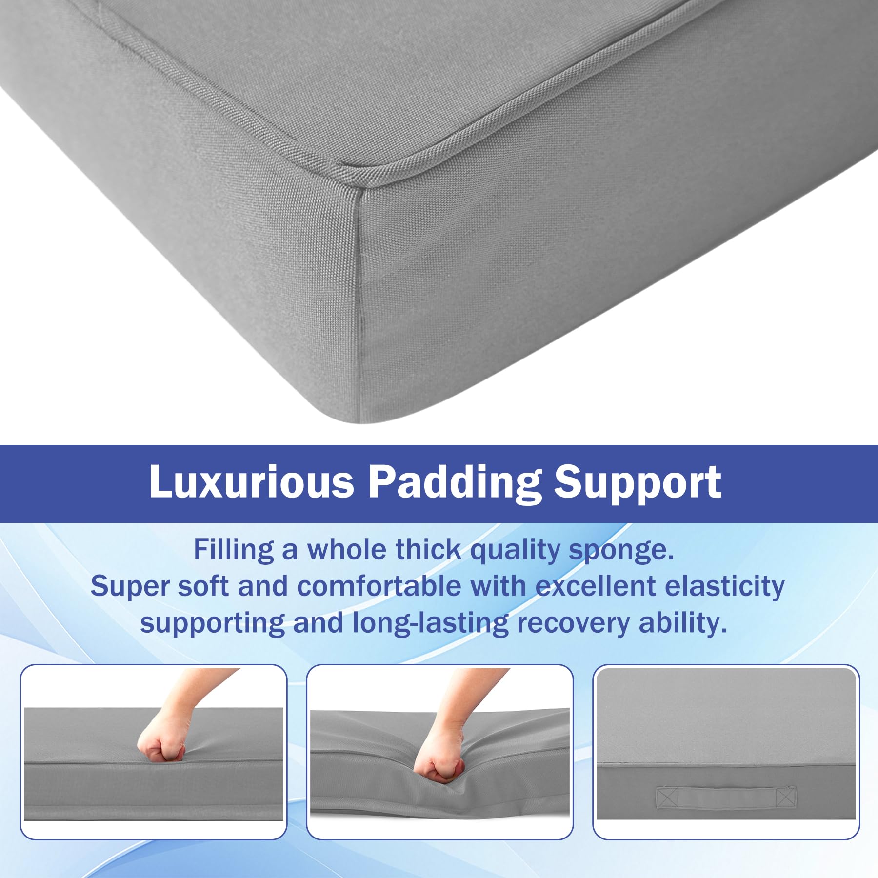 IASEAHK cushions with adjustable straps and hidden zippers prevent slipping.