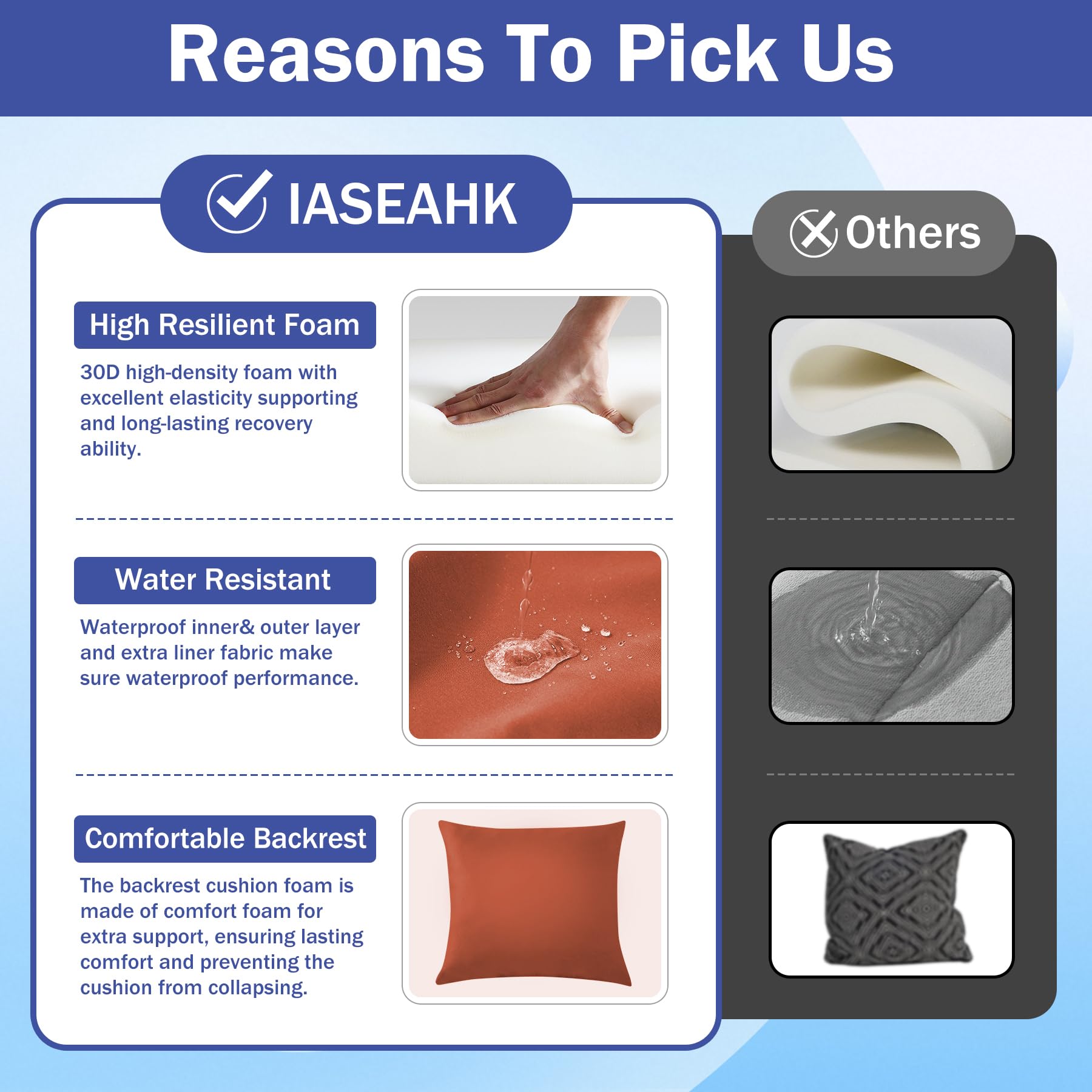 IASEAHK hidden zippers create a clean, sleek look on cushions.