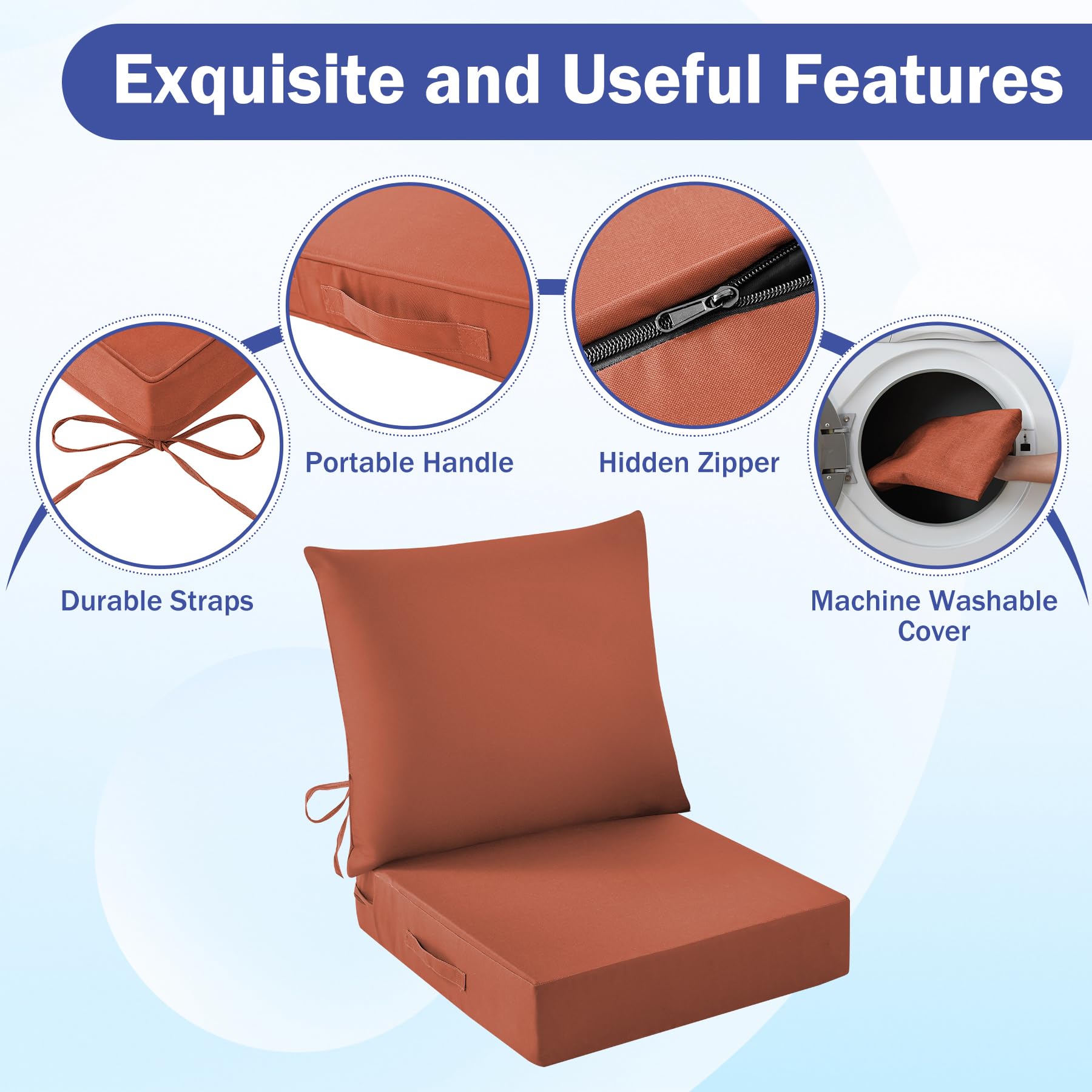 IASEAHK portable carry-handle aids easy transport of cushions.