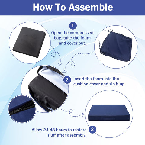 IASEAHK navy-blue cushions complement most furniture styles for easy setup.