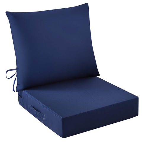 IASEAHK outdoor chair cushions front view show navy blue color and comfort.