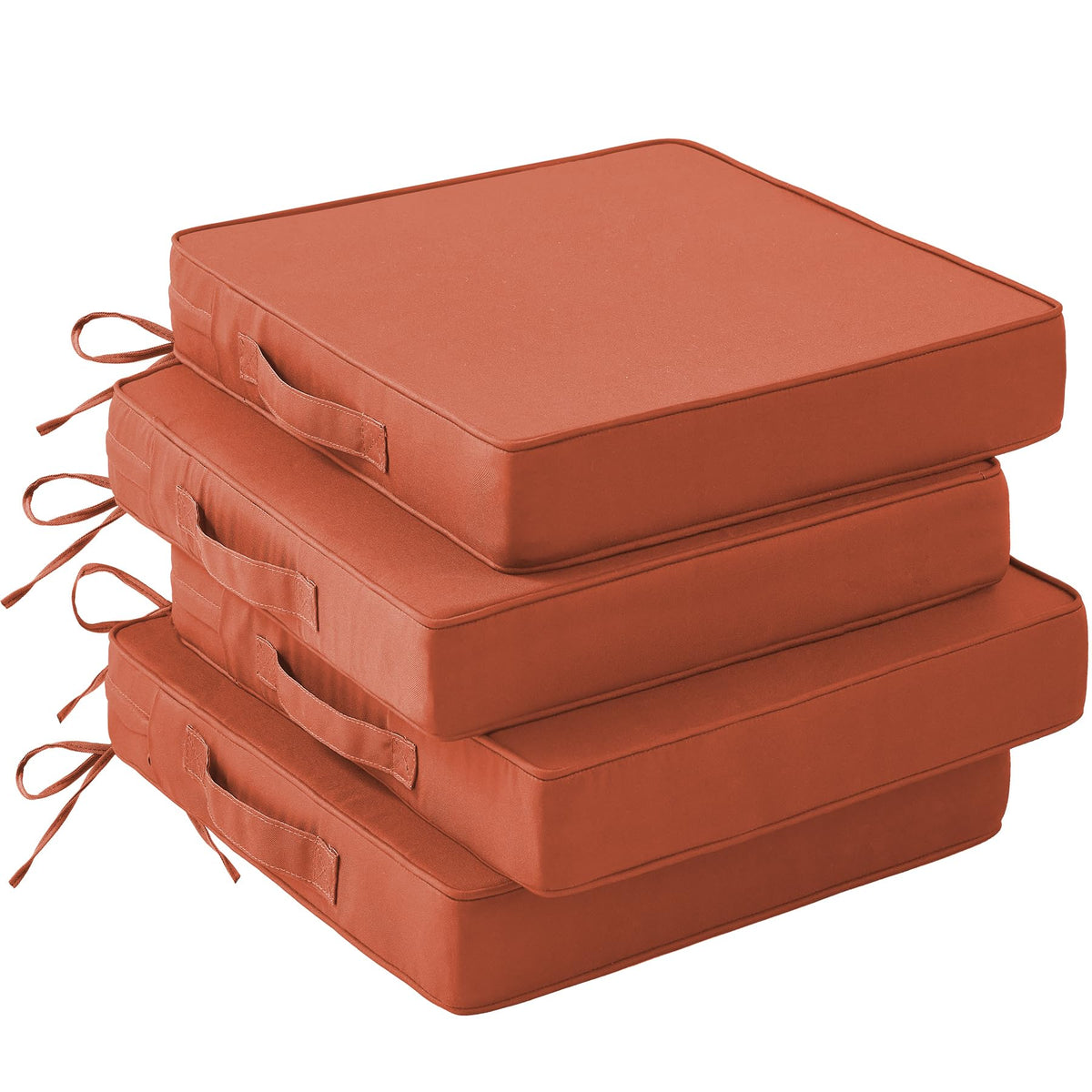 IASEAHK patio chair cushions 4-set on deck, comfortable seating for outdoor dining and relaxing.