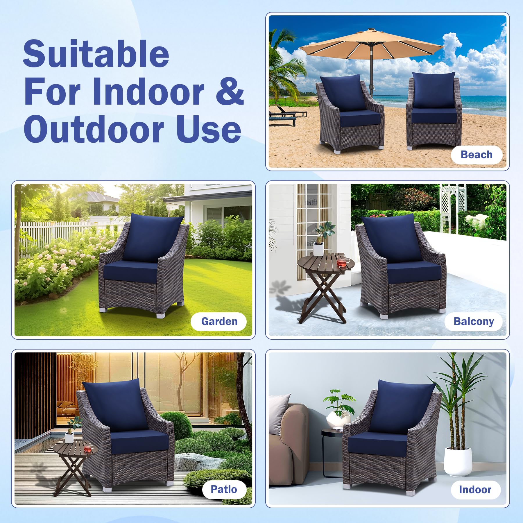 IASEAHK removable machine-washable cover eases outdoor cleaning.