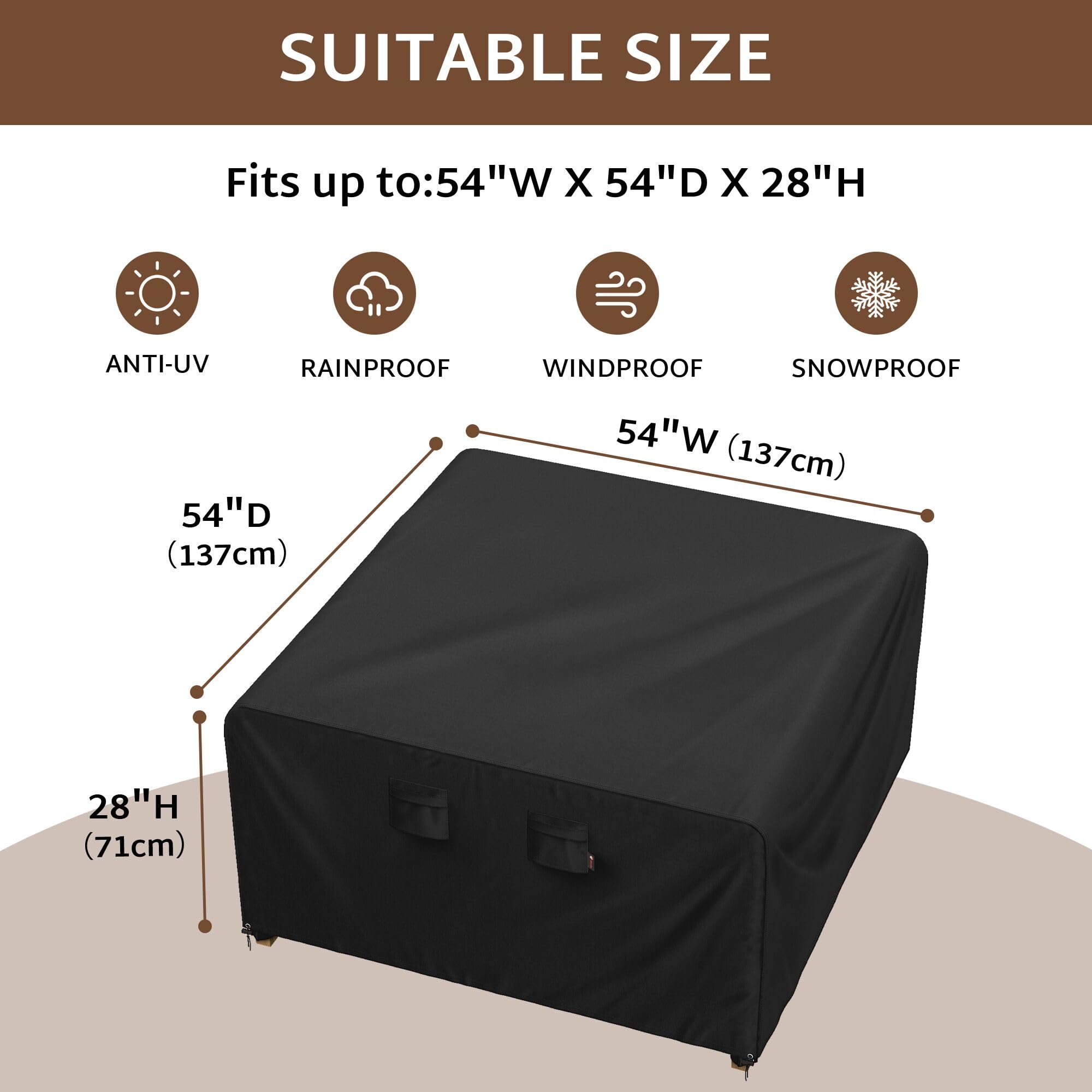 iBirdie 600D waterproof patio cover shields furniture from rain and sun