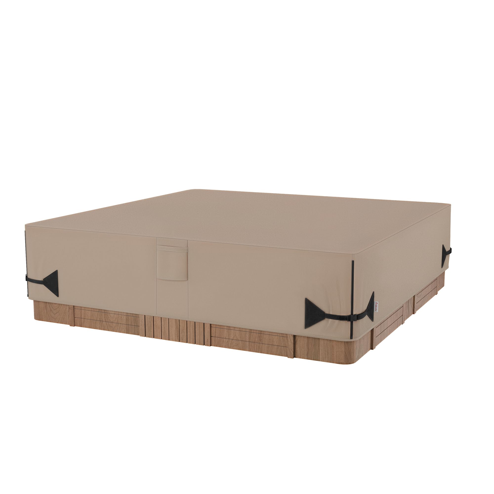 iBirdie hot tub cover 90x90 in brown protects against debris and weather.