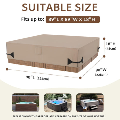 iBirdie hot tub cover with adjustable buckles keeps spa secure in wind.