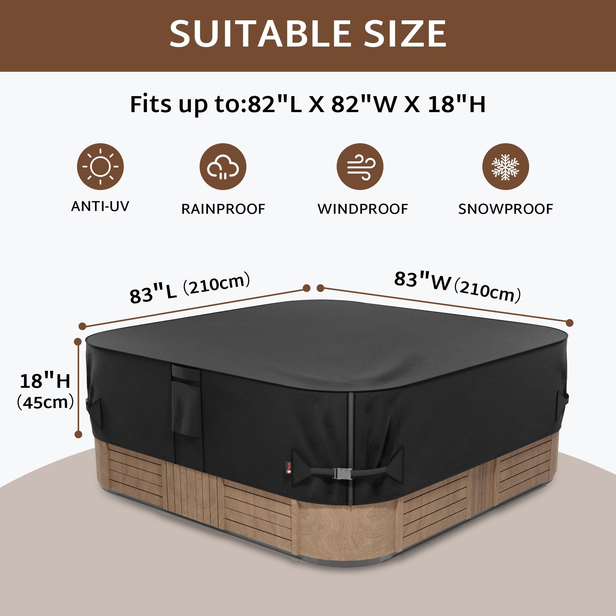 iBirdie hot tub cover side air vents promote moisture escape during wet weather
