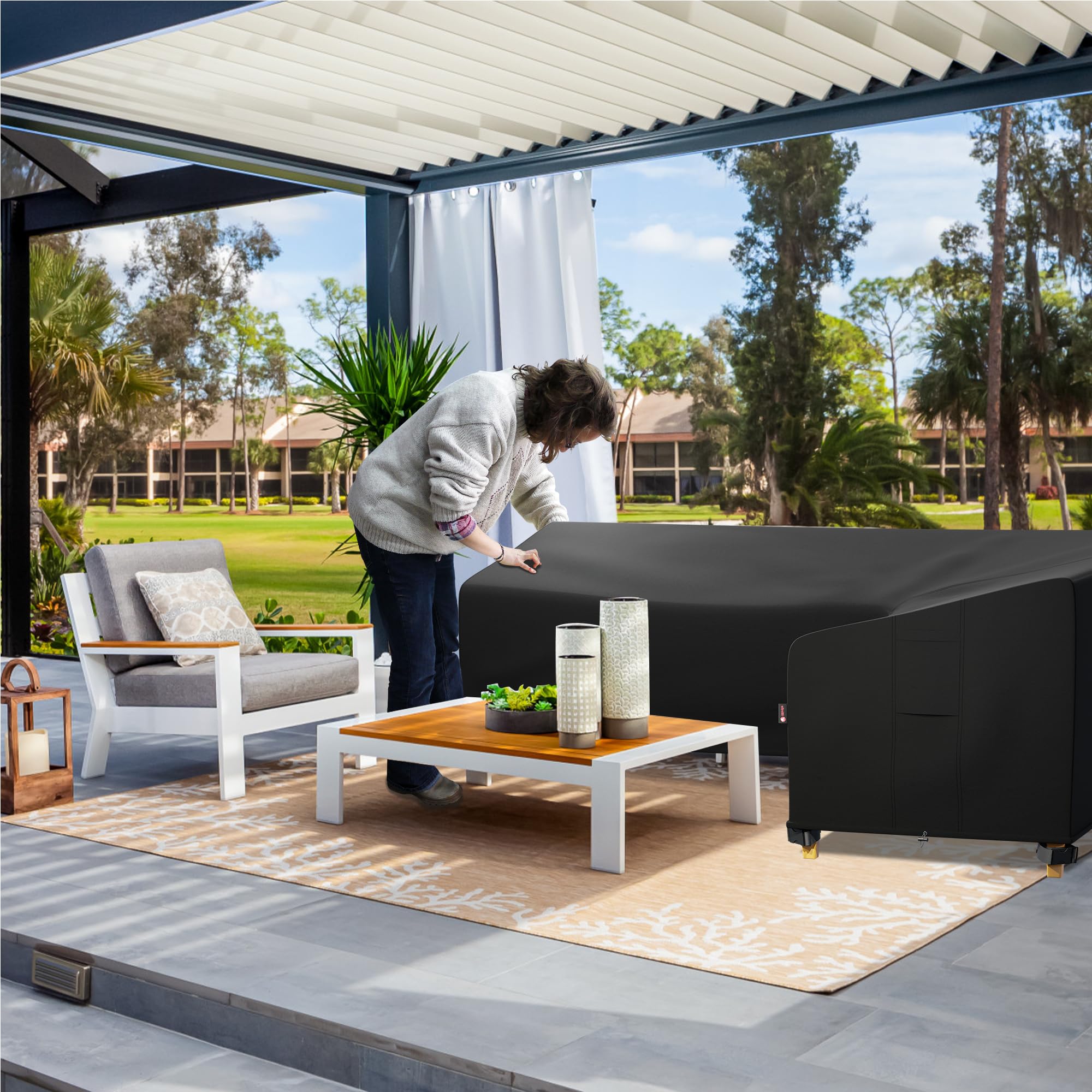 iBirdie leg snaps secure the cover over furniture legs