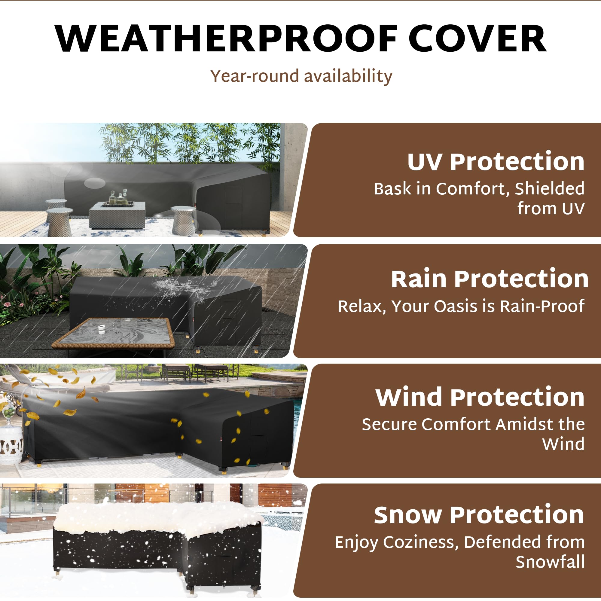 iBirdie waterproof tape seams keep moisture out and cushions dry
