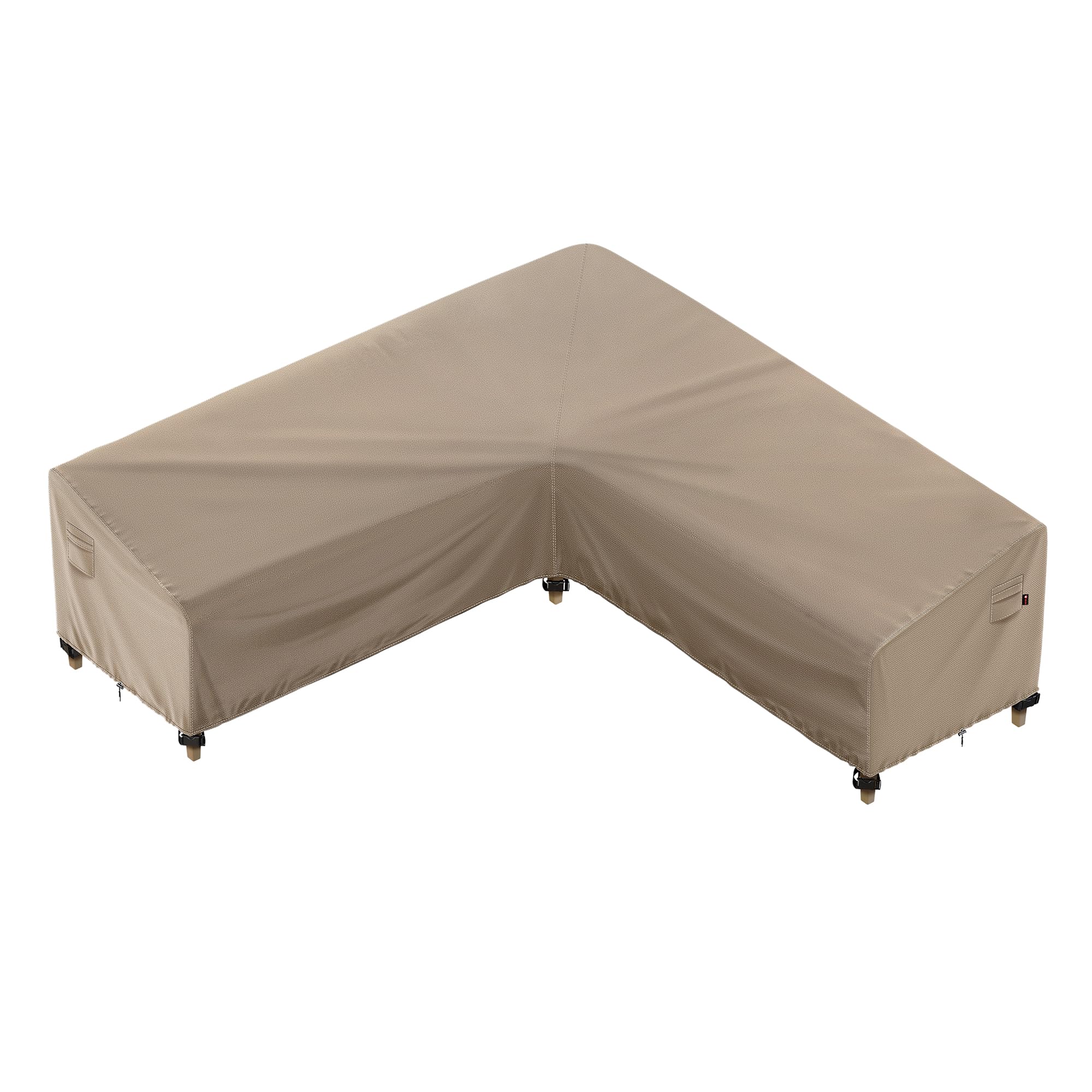 iBirdie outdoor L-shaped sectional cover shields a 90x90 inch sofa from rain and sun.