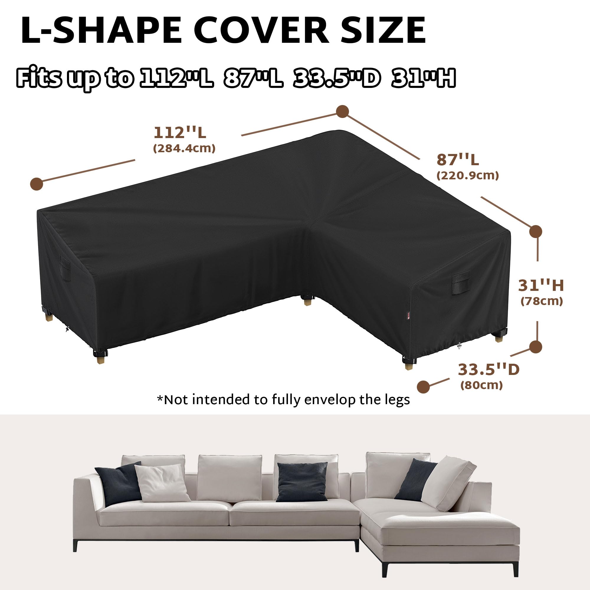 iBirdie 110x85 left sofa cover shields left-side section from sun
