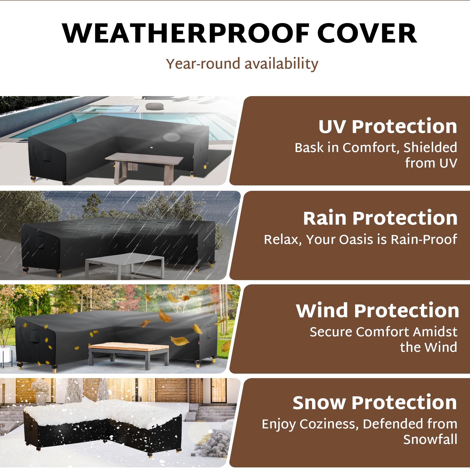 iBirdie 600D tear-resistant fabric keeps the cover durable through seasons.